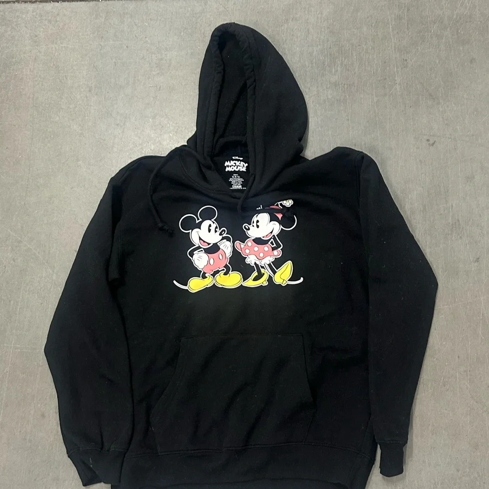 Disney Black Mickey Mouse Pullover Hoodie with White Graphic - Picture 1 of 3